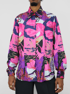 g | camisa rosa estampada vintage - comprar online