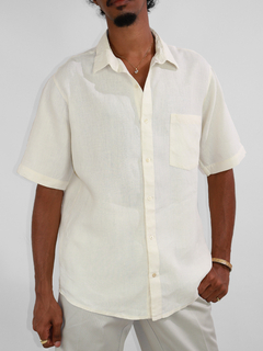 m | camisa de linho creme vintage