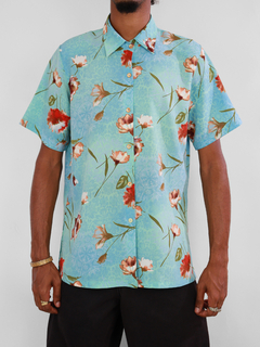 p | camisa azul floral vintage - comprar online