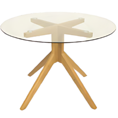 Mesa Comedor Vidrio King Pata Madera