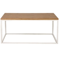 Mesa Baja Rectangular Tapa Madera Base Blanca