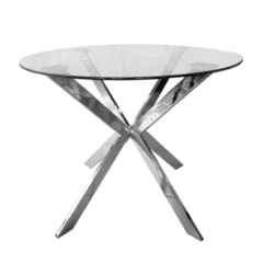 Mesa Comedor Redonda Vidrio Pata Cromo 120cm