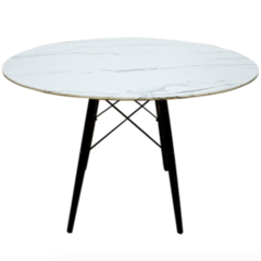 Mesa Comedor Redonda Eames Símil Mármol Pata Negra 100cm