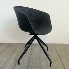 Sillón Giratorio Annet Tapizado Negro - tienda online