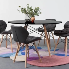 Silla Eames Eco Cuero A cuadros Negra - comprar online