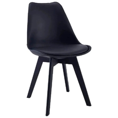 Silla Tulip Pata Madera Recta Full Negro