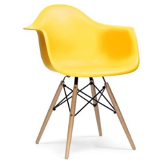 Sillón Eames Amarillo Pata Madera