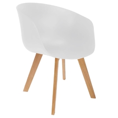 Sillón Tulip Blanco Pata Madera Recta