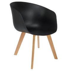 Sillón Tulip Negro Pata Madera Recta