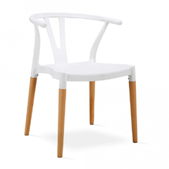 Silla Wishbone Blanca Polipropileno Patas Madera