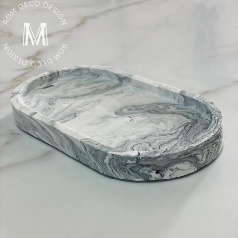 Bandeja simil marmol filete oro 26x15 cm