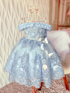 Vestido Luxo Butherfly Azul bebê - comprar online
