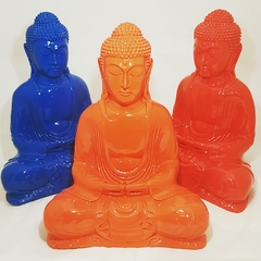 Buda Resina Naranja / Azul (30 cm)