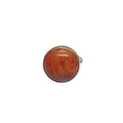 Anillo Coral Rojo Plata 925 Regulable Rerdondo 2cm aprox