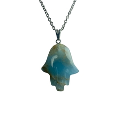 Dije Mano Hamsa Onix Cielo 3,5cm aprox Monte Kurama - comprar online