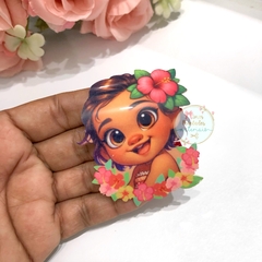 Aplique de acrílico Moana bebê flores curvado G - unidade