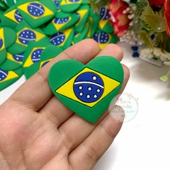 Aplique emborrachado Coração bandeira do Brasil - unidade - comprar online