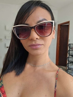 Óculos Sara Marrom Com Creme - comprar online