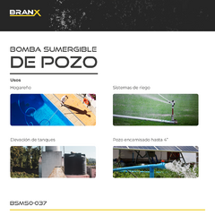 Bomba Sumergible Branx Pozo Napa 0.5hp 1000l/h 55m Bsm50-037 - tienda online