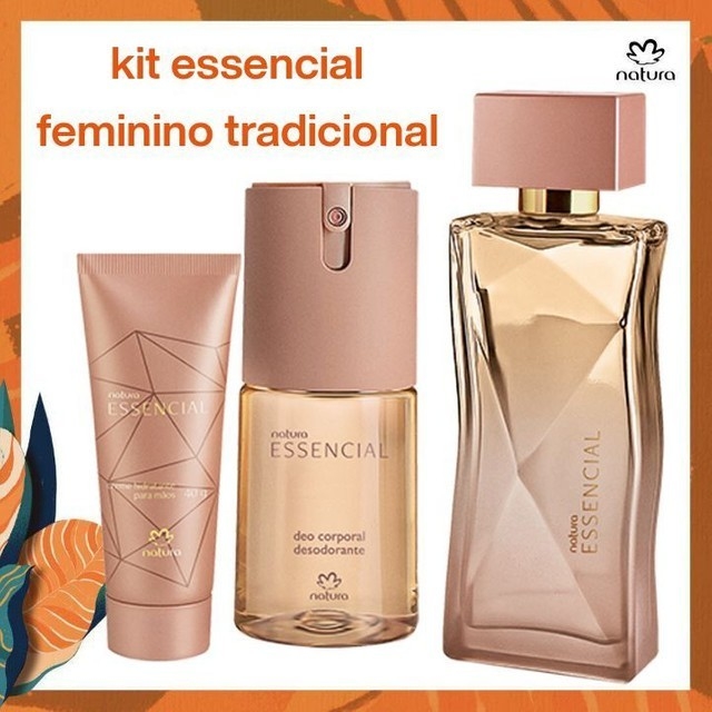 Kit Natura Essencial Tradicional Feminino - Deo Parfum + Deo Corporal +  Hidratante para as Mãos