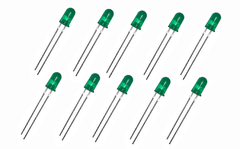 LED Difuso Verde 5mm x 10 Unidades