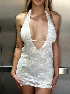 vestido encaje con lazo