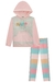 Conjunto Infantil Blusão Alongado em Moletom c/Capuz Happy e Legging Color em Molecotton