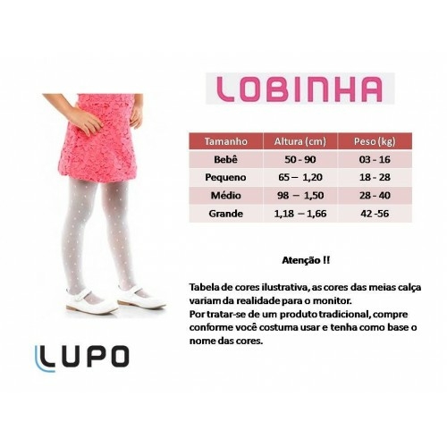 Meia Calça Infantil Fio 70 Trabalhada - Lobinha Lupo