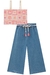 Conjunto Infantil Blusa em Molevisco Estampada Corações e Calça Cropped em Jeans Liz - Infanti