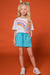 Conjunto Infantil Blusa Boxy Over em M. Malha Arco-íris Pompom e Shorts em Moletom s/ Pelúcia - Kukiê - comprar online