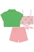 Conjunto Trio Infantil Top Cropped em Canelado Quadriculado Camisa Boxy em Tricoline e Shorts em Sarja na internet