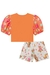 Conjunto Infantil Blusa Cropped Ursinha Abelhinha e Short em Malha Fresh Estampado Alecrim by Kukiê na internet