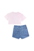 Conjunto Infantil Blusa Boxy Over em M.Malha Beautiful e Short Jeans c/Aplique Strass Barbie - Infanti na internet