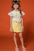 Conjunto Infantil Blusa Boxy em M. Malha e Tricoline Fresh e Short-saia em Moletom Relevo - Kukiê - comprar online