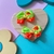Bico de Pato Infantil Laço Tecido Laranja/Verde Neon Aplique Coração