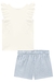 Conjunto Infantil Blusa em Cotton Babados Aplicação de Pérolas e Shorts em Tricoline Listrado - Festas Kukiê - comprar online