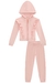 Conjunto Infantil Jaqueta c/Capuz e Calça Jogger em Veludo Babados Frontal Princess By Infanti