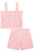 Conjunto Infantil em Malha Canelada Blusa Cropped com Aplique de Pérolas e Paetês e Shorts com Bolso - Infanti - - comprar online