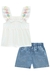 Conjunto Infantil Blusa Bata em Polylin Alça Babados Flores e Shorts em Jeans Bellini Floral by Infanti na internet