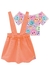 Conjunto Infantil Blusa Cropped em Canelado Maiu Carinhas Coloridas e Salopete em Sarja - Infanti na internet