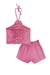 Conjunto Infantil Blusa Boxy Alça Flor e Short-saia em Sarja com Elastano Barbie - Infanti na internet
