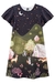 Vestido em Malha Manga Babado Estampado Floresta Noturna Flora - Infanti