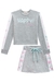 Conjunto Infantil Blusão Boxy ML e Shorts Saia em Molecotton Happy Girl - Infanti