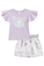 Conjunto Infantil Blusa em Canelado e Saia em Chiffon Estampa de Gatinha Pricess by Infanti