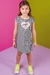 Vestido Infantil em Malha Canelada Listrado Branco/Preto com Estampa de Coração com Aplique de Pérolas e Paetês -Infanti - comprar online