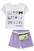 Conjunto Infantil Blusa Boxy em Cotton Gatinhos e Shorts em Moletom s/ Pelúcia Pochete - Infanti