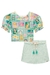 Conjunto Infantil Blusa Boxy em Malha Fresh Amor Flora e Short-saia em Moletinho Linho Listrado Flora by Infanti