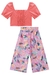 Conjunto Infantil Blusa Cropped em Linho Laço e Calça Cropped em Viscose Floral Flora by Infanti na internet