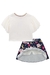 Conjunto Infantil Blusa Boxy Crepe Urso Coroa e Saia Cetim Ursinhos - Kukie - La Mel Modas e Acessórios Kids