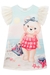 Vestido Infantil em Fly Tech Ursinha na Praia Manga Babadinha Princess by Infanti